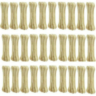 MS Pet House Rawhide Dog Chew Bone 3 Inches Pack of 36 Bones, Chicken Flavour, Dog Treats, Delicious Bones for Small Dogs, Puppy Snack for Dental Care, Edible Treats for Training and Chewing.