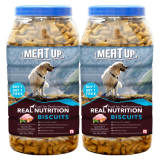 Meat Up Biscuit for Dog Milk and Real Chicken Flavour, 800 Gm, Total 1.6 Kg Pack - All Life Stages