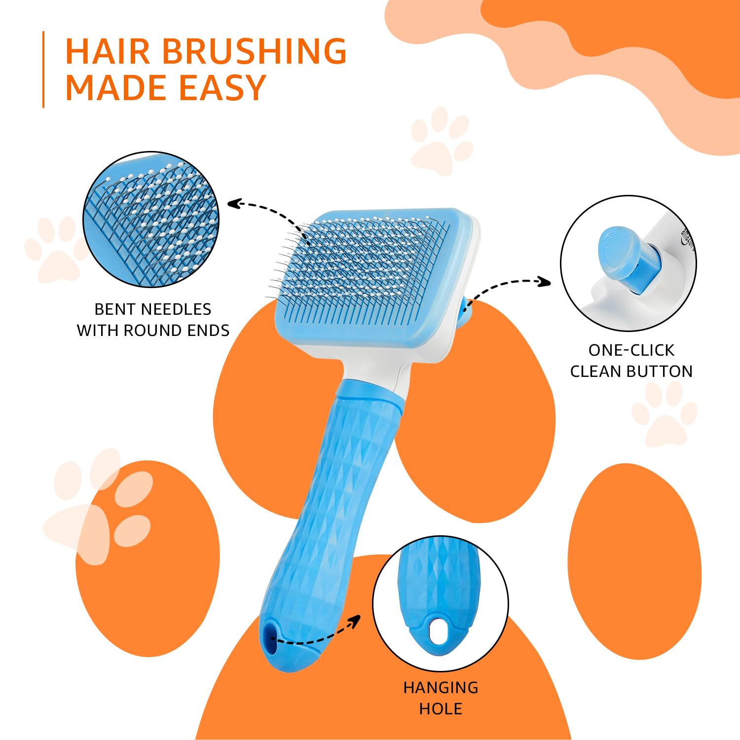 HobbyEnclave Basics Self Cleaning Slicker Pet Grooming Brush | Pet Cleaning Tool Suitable for All Pets | Rectangular Shape - Image 2