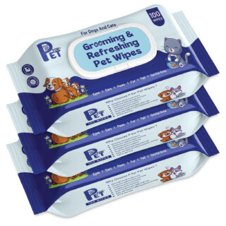 P for PET Grooming Wet Wipes 300 Count(Pack of 3) for Dogs, Cats & All Pets | Purified Water, Glycerin |Anti-Bacterial|Cleansing, Deodorising Wipes