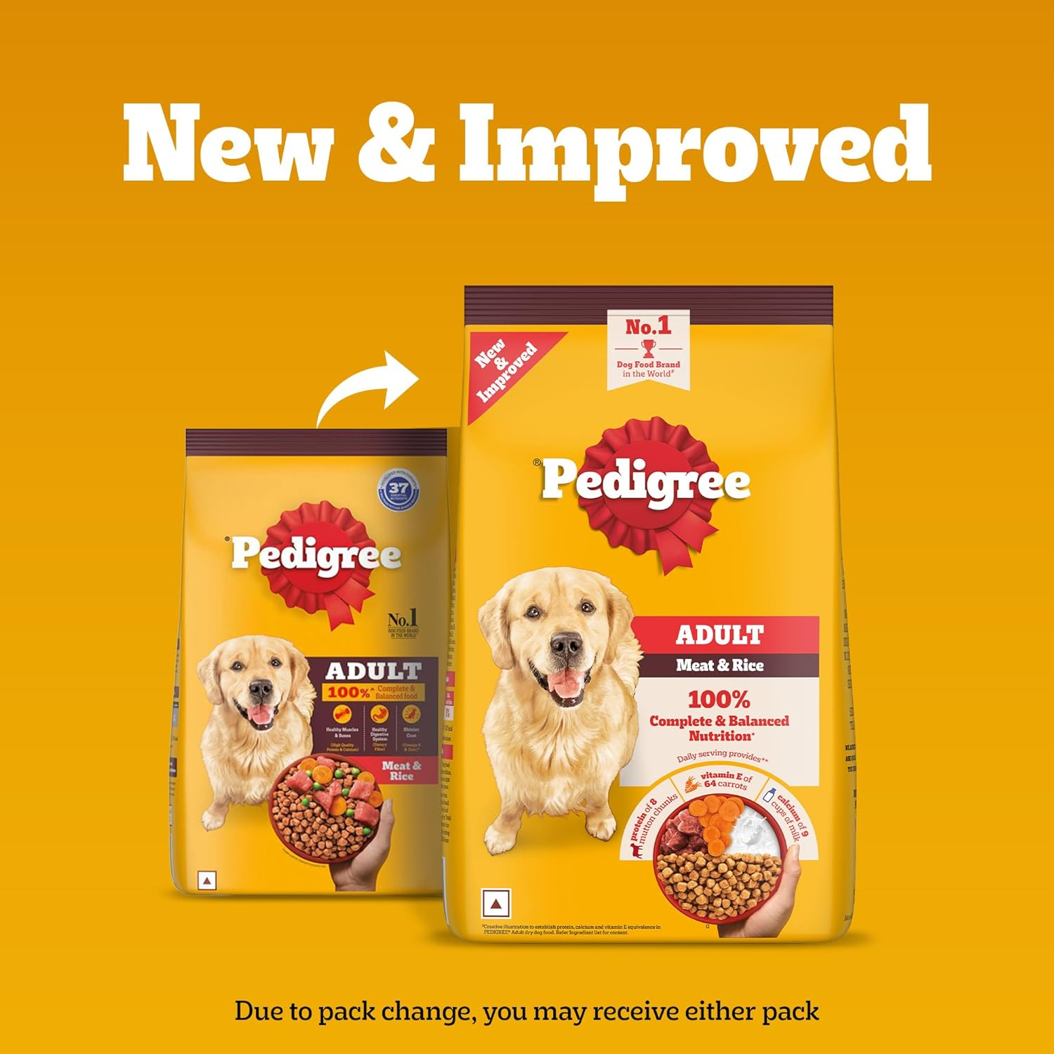 Pedigree Adult Dry Dog Food, Meat & Rice, 3 kg, Contains 37 Essential Nutrients, 100% Complete & Balanced Food for Adult Dogs - Image 2