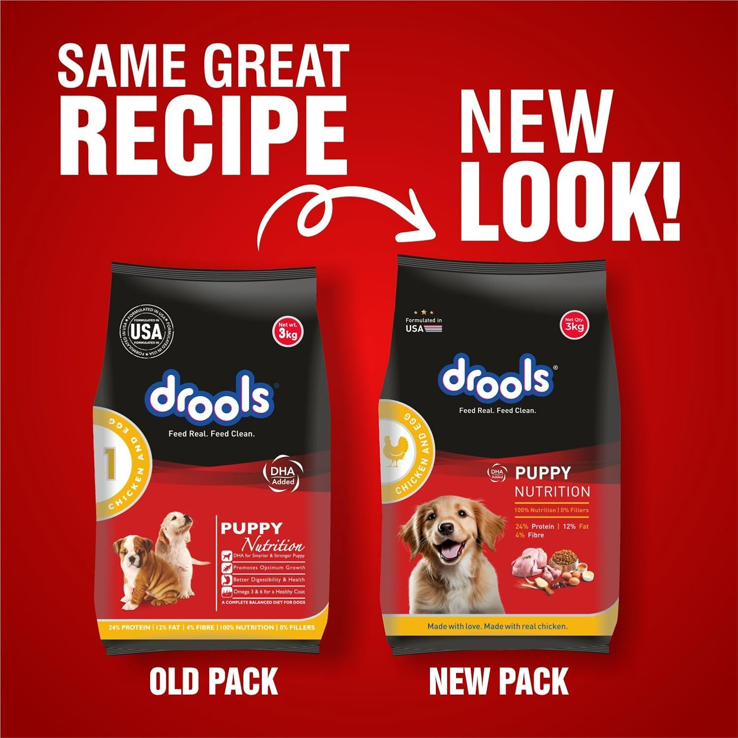 Drools Puppy Dry Dog Food Chicken and Egg, 3kg with Free 1.2kg, Total 4.2 kg Pack - Image 2