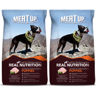 Meat Up Puppy Dry Dog Food, Chicken Flavour, 10 KG (Buy 1 Get 1 Free)
