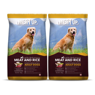 Meat Up Adult Dry Dog Food Meat and Rice, 10kg Pack (Buy 1 Get 1 Free), Total 20 Kg Pack