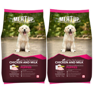 Meat Up Puppy Dry Dog Food, Chicken and Milk Flavour 1.2Kg (Buy 1 Get 1 Free) Total 2.4Kg Pack