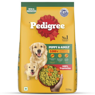 Pedigree Adult & Puppy Dry Dog Food, 100% Vegetarian, 2.8 kg, Contains 37 Essential Nutrients, 100% Complete & Balanced Food for Adult Dogs