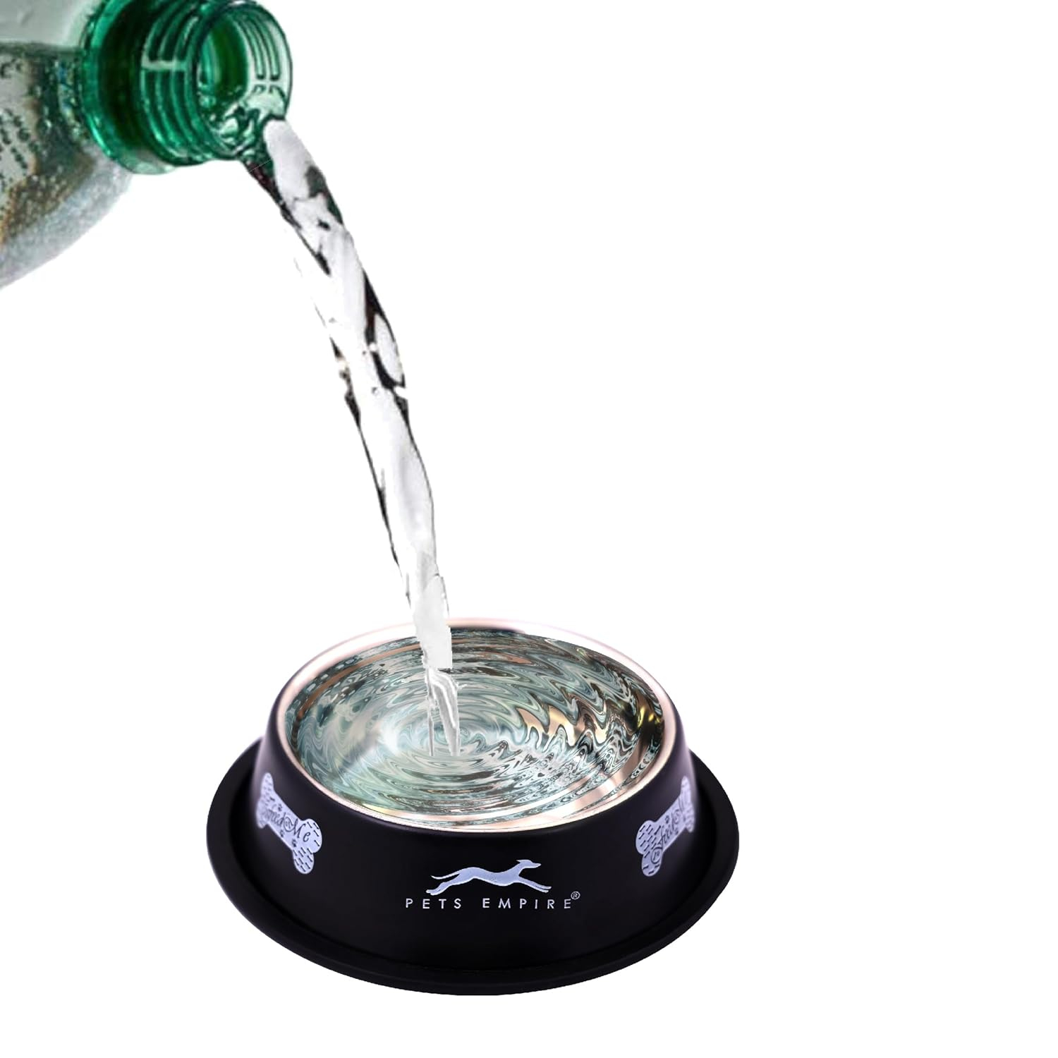 Pets Empire Dog Bowl| Anti-Skid Stainless Steel Bowls for Puppy and Cat | Food & Water Bowl | Cat Bowl | Gifts for Dogs Birthday | Black & Grey Color Combo, Medium Size - 700ml - Image 2