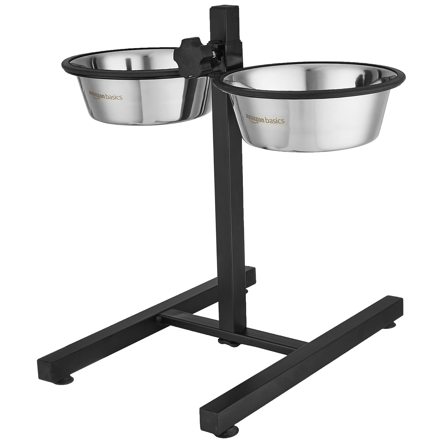HobbyEnclave Basics Adjustable Double Diner for Pet Food and Water | 1500 ml Each | Two Removable Stainless Steel Bowls | Cat and Dog Food Bowl | Adjustable Height | Extra Rubber Support | H-Base