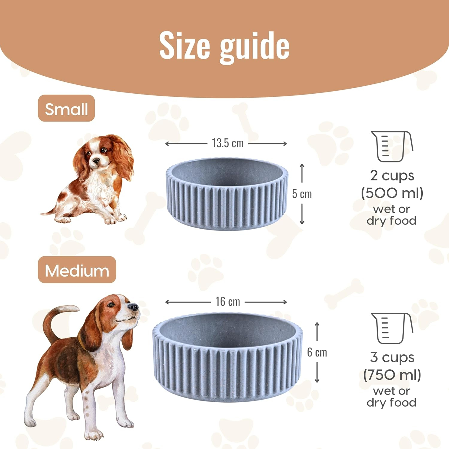 Eha Earth Friendly Ecocog Dog Food Bowl | Set of 2, 750 ml & 500 ml | Anti-Skid Dog Bowl | Pet Bowl Made with Rice Husk Biocomposites | Azure - Image 2