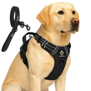 Doggo Bite Premium Reflective Dog Vest Harness| Soft Breathable| Padded Handle| Adjustable Straps & Luxury Buckle| No-Choke with Free Designer Leash-32mm| Chest (26-33 inch) All Large Breeds 23-35 Kg