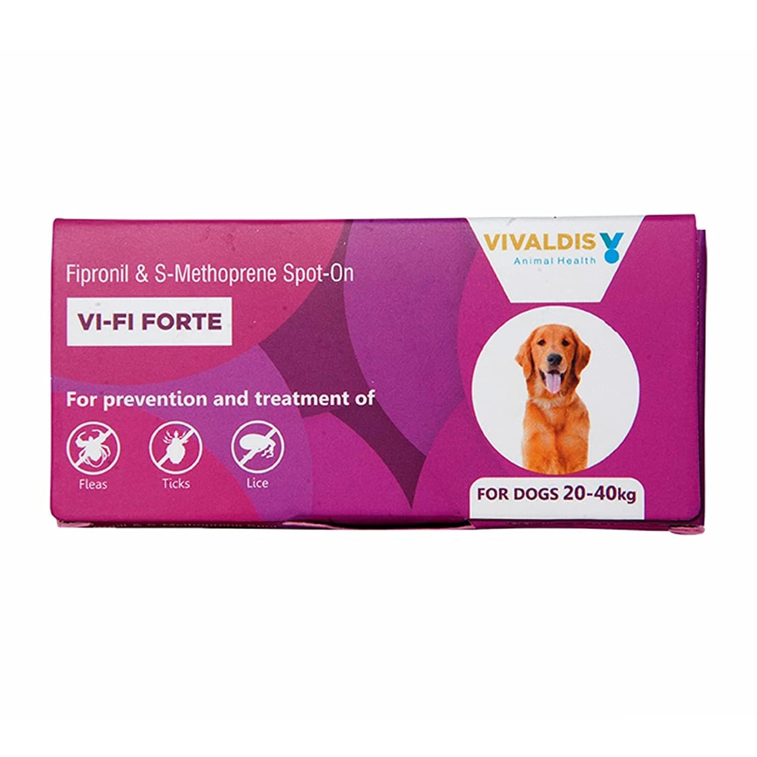 Vivaldis Spot On for Dogs 20-40kg - VI-FI Forte 2.68ml Single Pipette – Solution for The Prevention and Treatment of Flea, Tick, and Chewing Lice Infestations (Pack of 1)