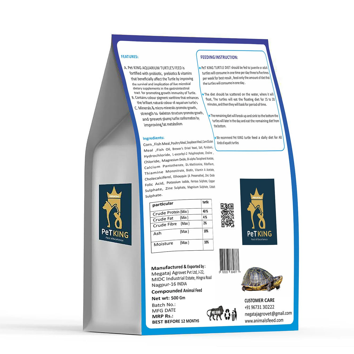 PeTKING Turtle Food for Daily Feed | Fortified Growth and Better Shell Health | All Turtle Varieties | 500 GM - Image 2