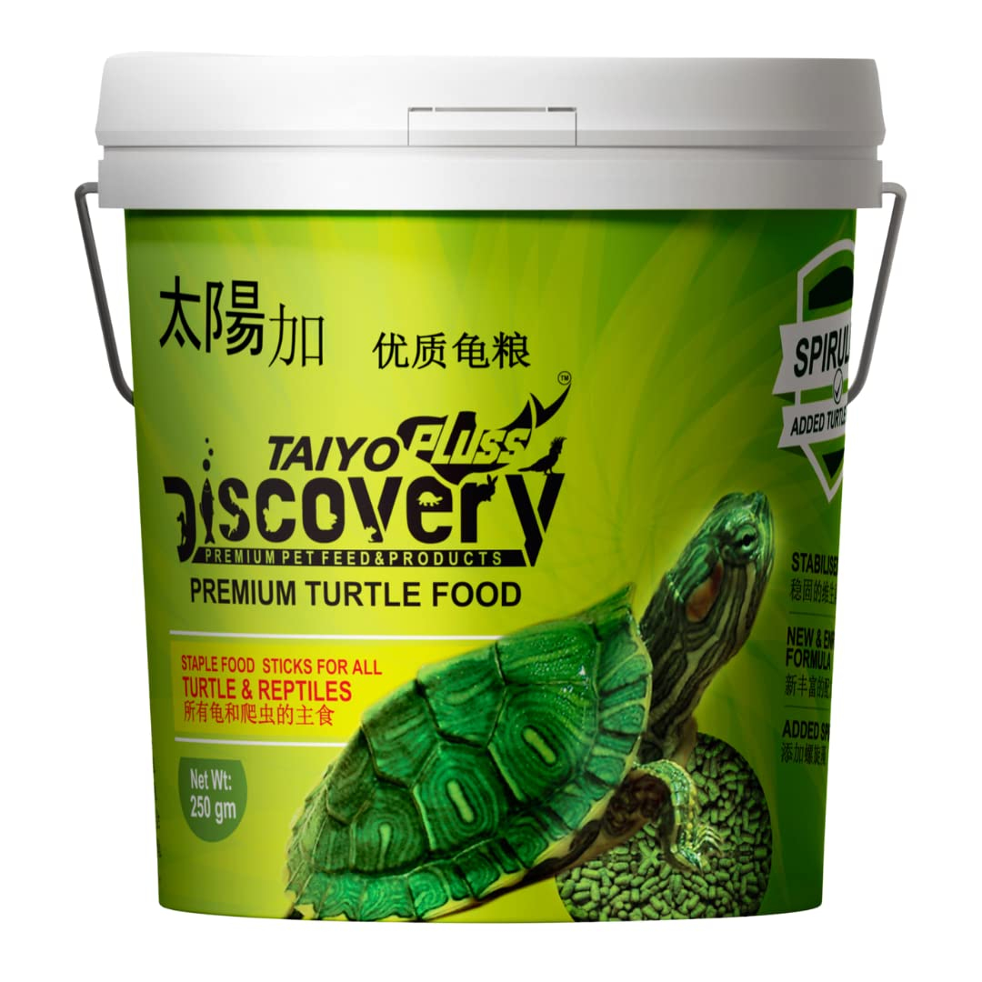 Taiyo Pluss Discovery Premium Turtle Food - 250 g (Pack of 1) Bucket Container | Daily Nutrition Sticks with Spirulina and Stabilised Vitamin C