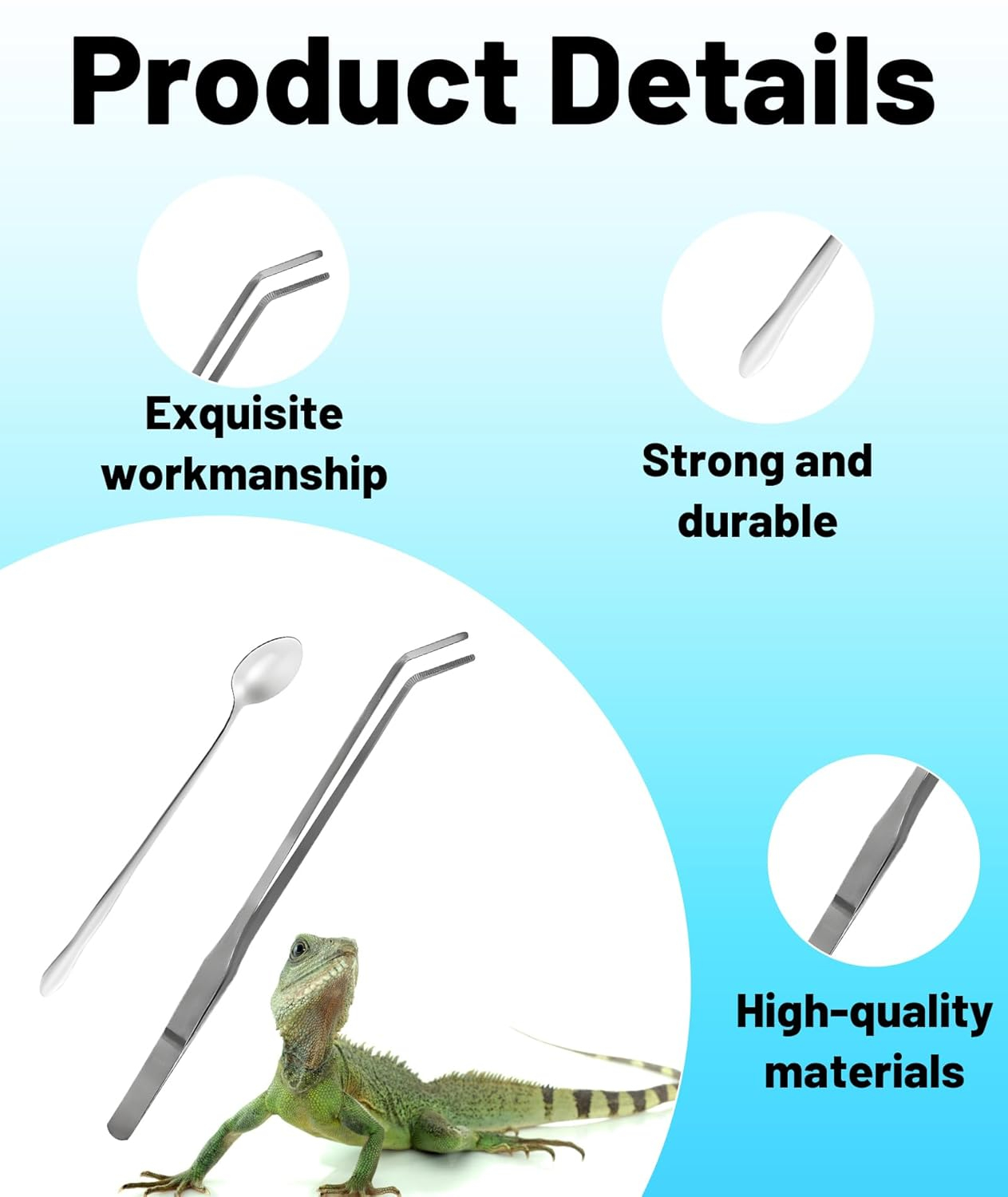2PCS Long Tweezers, Tweezers for Aquarium, Aquarium Tweezer Set Straight & Curved with Rubber Tips, Stainless Steel Reptile Feeding Tongs, Aquascaping Terrarium Tools - Image 2