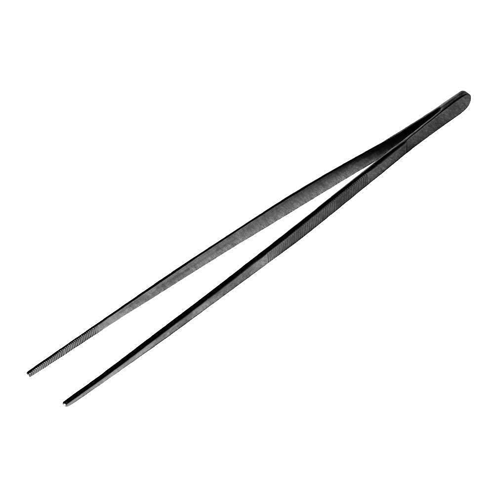 NJ Black Extra Long Tongs Aquarium Tweezers Set, Stainless Steel Straight Aquascaping Tweezer for Fish Tank Aquatic Plants, 12" (30 cm) Long