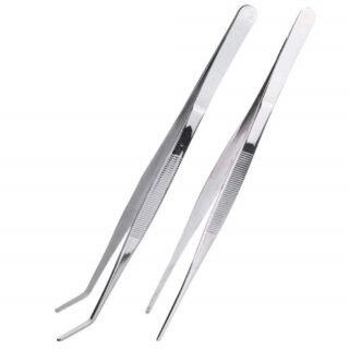 NJ Long Feeding Tongs Aquarium Tweezers Stainless Steel Straight Aquascaping Curved Tweezer for Fish Tank Aquatic Plants :13" Long