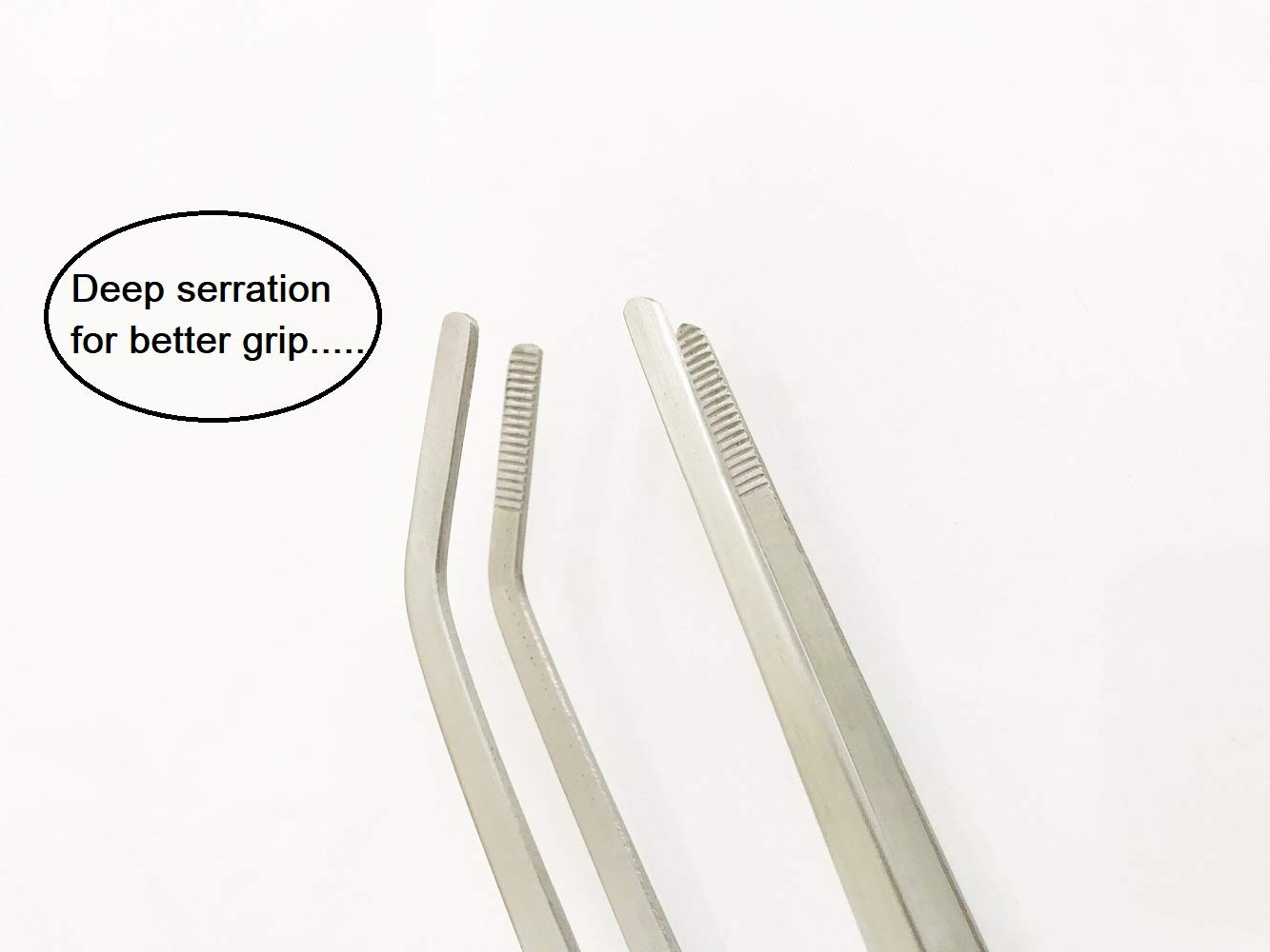 NJ Long Feeding Tongs Aquarium Tweezers Stainless Steel Straight Aquascaping Curved Tweezer for Fish Tank Aquatic Plants :13" Long - Image 2