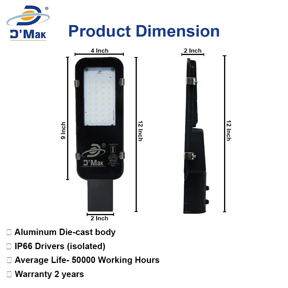 D’Mak™ 24-Watt Waterproof LED Street Light - Warm White (2 Years Warranty, IP65) Outdoor Light/Industrial Light - Pack of 4 | led Street Light | - Image 2