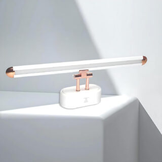 Navam Creation 12W LED Mirror Light | White Body with Rose Gold Finish | 3-Step Color Changing Picture/Dressing/Vanity Light with Adjustable Head for Bathroom & Living Spaces