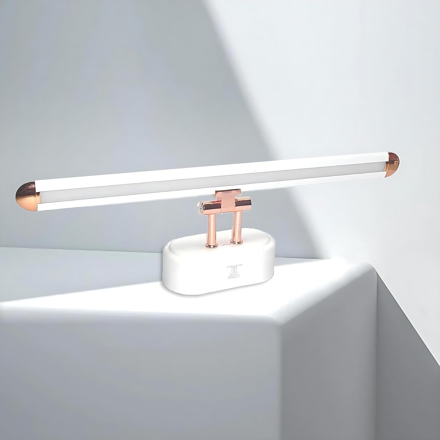 Navam Creation 12W LED Mirror Light | White Body with Rose Gold Finish | 3-Step Color Changing Picture/Dressing/Vanity Light with Adjustable Head for Bathroom & Living Spaces