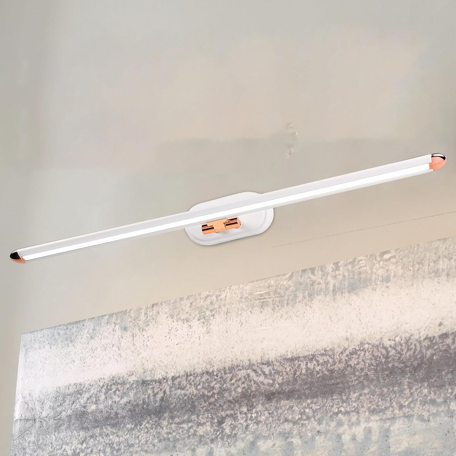 Navam Creation 12W LED Mirror Light | White Body with Rose Gold Finish | 3-Step Color Changing Picture/Dressing/Vanity Light with Adjustable Head for Bathroom & Living Spaces - Image 2