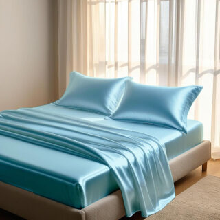 EDMUND - Satin bedsheet Single Bed|Soft and, Best for Couple Gift |Hypoallergenic and Washable bedsheet for Single Bed (60x90 Inches) with 1 Pillow Cover| Dreamy Blue