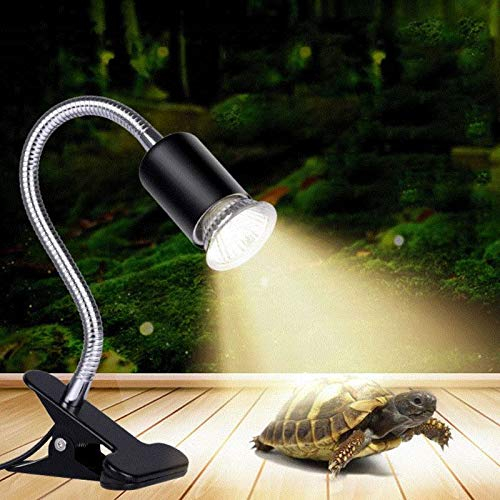 rizopets Reptile Heat Lamps, UVA/UVB Turtle Lamp with Holder, 360° Rotatable Basking Lamp for Turtle, Lizard & Aquatic Plants (Holder + 50W UV Bulb)