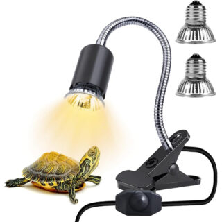 Buraq Pets E27 Base Reptile Heat Lamp, 50W UVA | UVB Turtle Basking Light with Holder & 2 Bulbs Full Spectrum Sun Lamp, Amphibious, Aquarium Tank, Reptiles