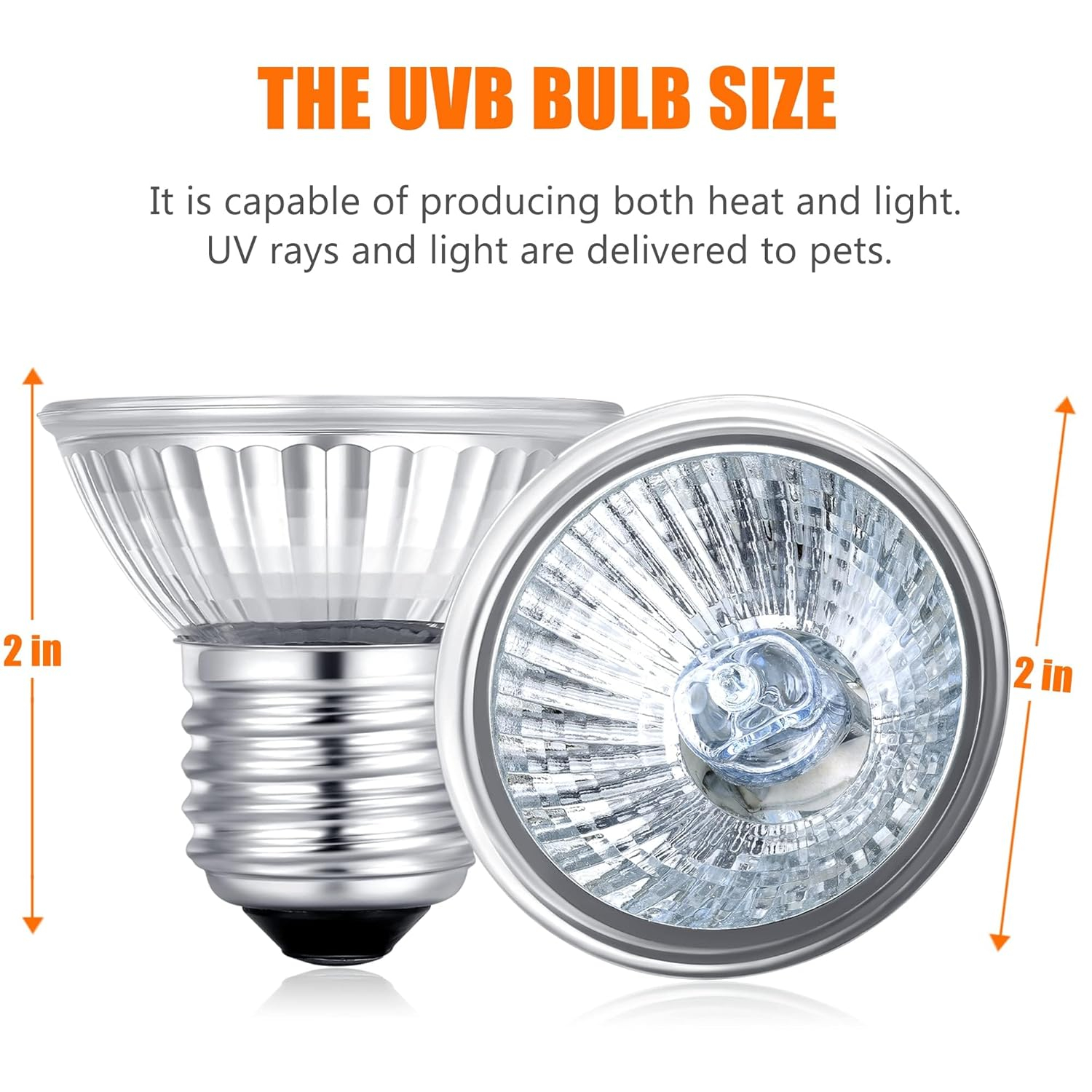 2PCS Reptile Turtle Heating UV Light Bulb, Fish Tank Pet Turtle UV Lamp Bulb, Turtle Tank Heating Bulb, Heat UV Light for Turtle (Set of 2 UV Lamp Bulbs, 50 Watt) - Image 2