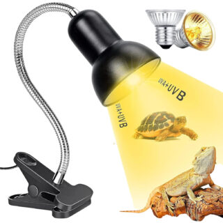 BURAQ BL-F02 Base Reptile Heat Lamp, 75W UVA | UVB Turtle Basking with Holder & 2 Bulbs Full Spectrum Sun Lamp, Terrarium Light UV Light For Turtle, Amphibious, Aquarium Tank, Reptiles (75W)