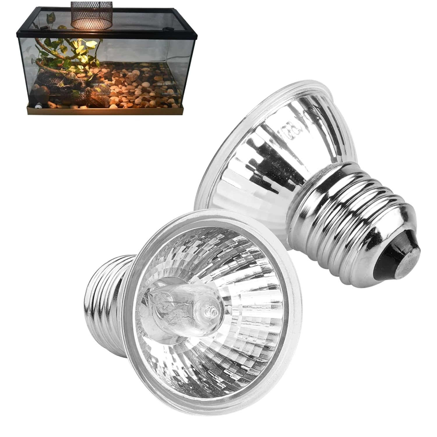 BCNJEPIN UV Light for Turtle, 2PCS UVB Light Bulbs for Aquarium, Basking LightS for Turtle Tank Accessories, Pet Light for terrapin, Semi Aquatic Turtles, Small Enclosures and Amphibians, 220V 50W