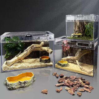 bnf® Reptile Terrarium Sturdy Transparent Reptiles Cage for Snake Turtle Terrapin L