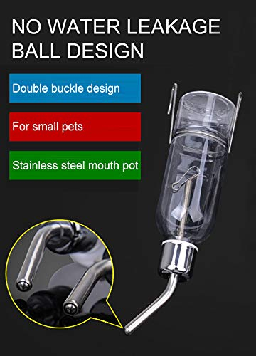 Sage Square Leak Proof Cage Attachment Water Bottle Cum Feeder for Guinea Pig/Rabbit/Puppy/Cat/Kitten (180ml) - Image 3