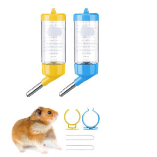 Premier Plants Water Bottle Cum Feeder for Hamsters Guinea Pigs Rabbits Mice with Leak Free Cage Attachment for Pets Random Colour Pack of 2 (80ml)