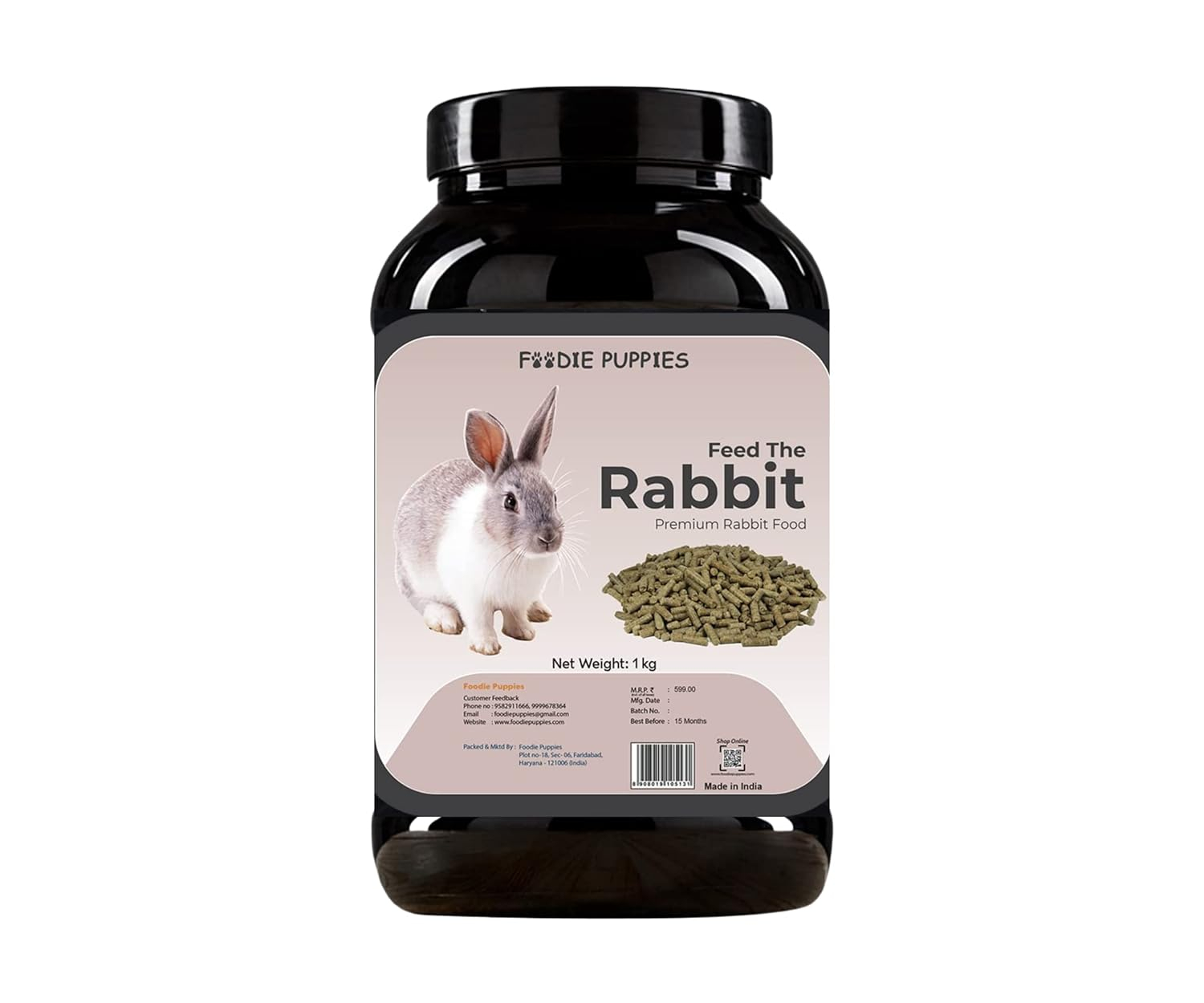 Foodie Puppies Rabbit Food Dry Pellets 1Kg, Highly Premium Nutritious Diet | Suitable for All Type Rabbit | Adult Pellet Rabbit Food, Nutritionist Choice