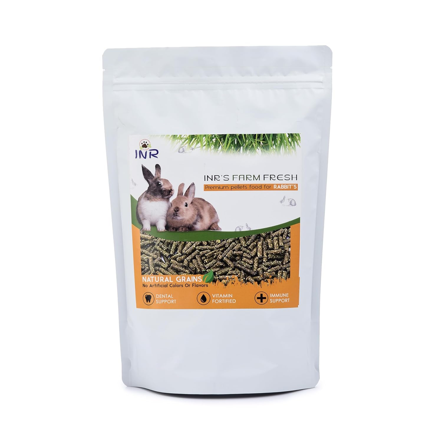 INR's Farm Fresh Premium Pellets Food for Rabbits (1kg) | Advanced Essential Nutrients and High Fiber Content for Small & Adult Rabbits | Food for of All Life Stages