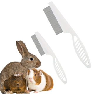 VAYINATO® 2 Pcs (Large & Small) Stainless Steel Flea Comb for Guinea Pig, Hamster, Rabbit – Pet Grooming Tool for Tangles, Fleas, Tear Stains | Durable & Gentle Hair Removal