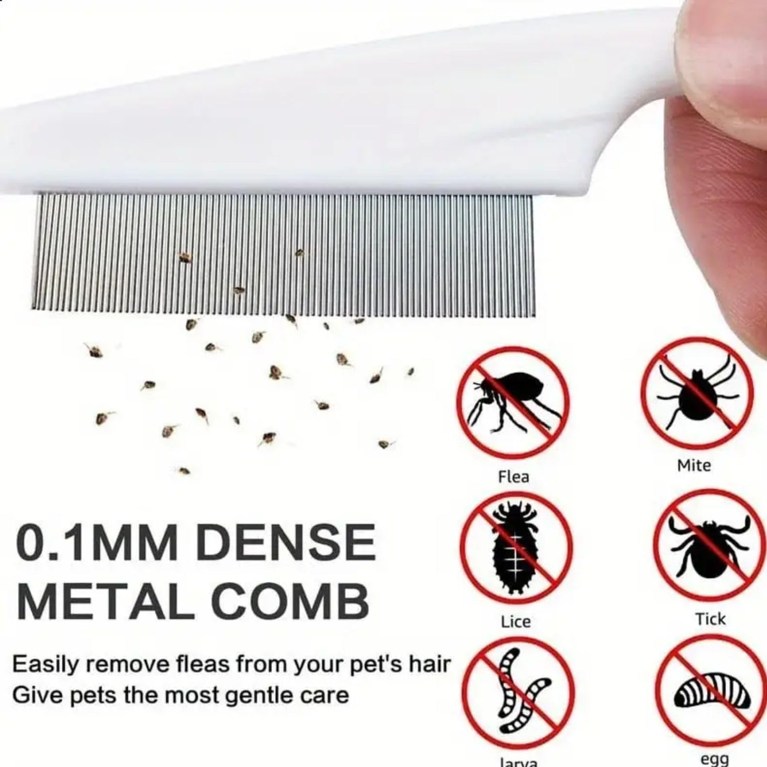 VAYINATO® 2 Pcs (Large & Small) Stainless Steel Flea Comb for Guinea Pig, Hamster, Rabbit – Pet Grooming Tool for Tangles, Fleas, Tear Stains | Durable & Gentle Hair Removal - Image 2