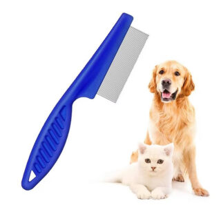 Pet Flea Comb for Dogs & Cats | Stainless Steel Fine Tooth Lice Remover Brush | Anti-Slip Handle | Removes Fleas, Ticks, Dandruff & Eggs | Color May Vary (MULTICOLORED)