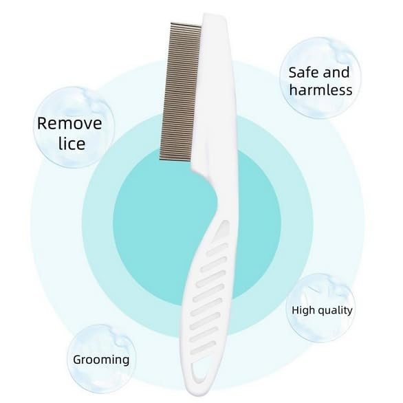 Pet Flea Comb for Dogs & Cats | Stainless Steel Fine Tooth Lice Remover Brush | Anti-Slip Handle | Removes Fleas, Ticks, Dandruff & Eggs | Color May Vary (MULTICOLORED) - Image 3