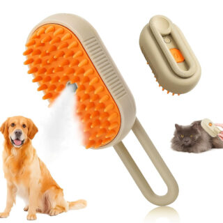 CURVE CREATION 3 in 1 Water Brush For Dogs Steam Brush For Dog Multifunctional Water Brush Cat Steam Brush Silicone Electric Massage Dog Comb USB Rechargeable Steamy Brush For Pet
