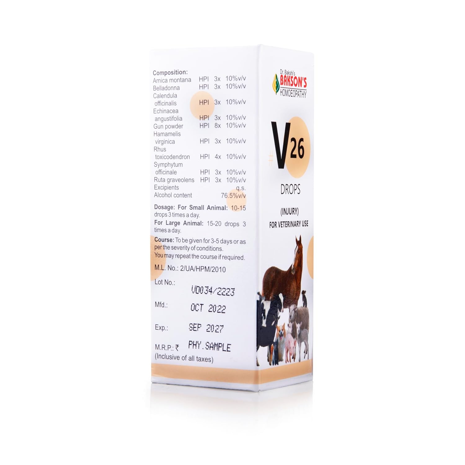 Bakson Veterinary V-26 Injury Drops for Pets | Natural Pets Skin Infection Treatment | Supports Dog Wound Care, Recovery from Sprains, Fractures & Trauma | Safe Homeopathic Healing – 30ML - Image 2