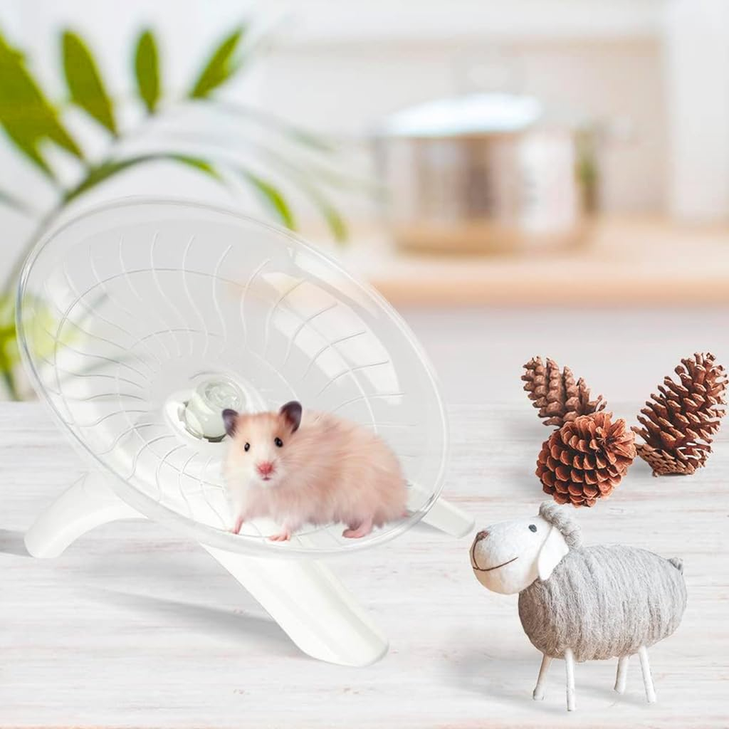 Qpets® Hamster Wheel, Rabbit Exercise Wheel with Anti-Slip Stand, Noise-Free Hamster Toys, Flying Saucer, Pet Running Jogging Wheel for Hedgehog, Gerbil, Mice and Mouse(18 cm) - Image 2