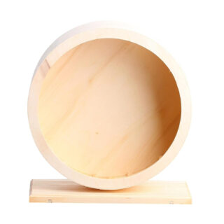 Small Pet Wooden Smooth Runing Exercise Wheel with Stand Mice Hamsters Toy M
