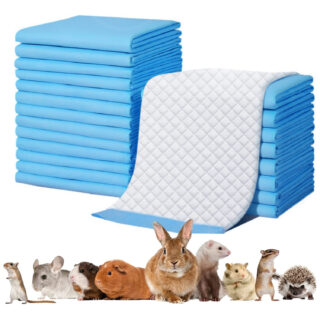 HAICHEN TEC Rabbit Pee Pads-Disposable Absorbent Leak-Proof Diaper,Small Animal Toilet Potty Training Pad Cage Liner For Guinea Pig Ferret Hedgehog Hamster Chinchilla Puppy (13''X18''-20 Counts,Blue)