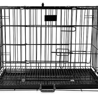 Pups&Pets Cage House for New Born Puppies, Small Cats Kittens, Hamsters, Rabbits, Guinea Pigs Kennel & Travel Carrier Double Door Heavy Duty Folding Metal Cage 18 Inch (Black)