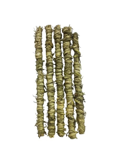 100% Organic Timothy Hay Handcrafted Chew Sticks Toy for Small Animals (Pack of 5) Rabbit, Hamsters, Small Animal Food,