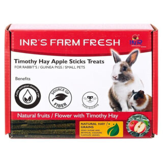 INR's Farm Fresh Timothy Hay Apple Stick Treats (125g Pack) | for Rabbits, Guinea Pigs, Hamsters, and Other Small Pets | Natural High-Fiber Chew Sticks
