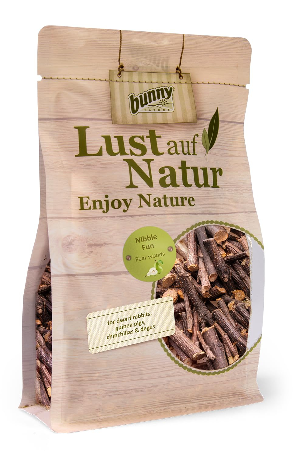 Bunny Nature Super Premium Enjoy Nature Nibble Fun Pear Wood - 200g | Natural Chew Snack for Adult Dwarf Rabbits, Guinea Pigs, Chinchillas, Degus, Dwarf Hamsters, Mice, Gerbils & Rats,Stick