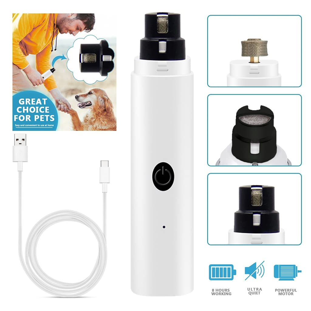 Qpets® Electric Dog Nail Trimmer with LED Light, Dog Nail Grinder Rechargable Cat Nail Trimmer, 2 Adjustable Speed Dog Nail Cutter for Dog Cats - Image 2